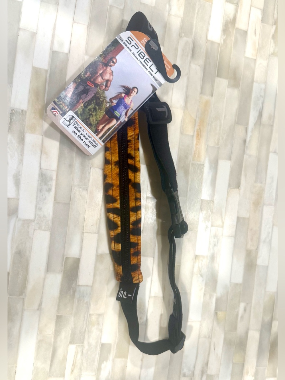 SPIbelt Cheetah-Print Running Belt – Black & Orange